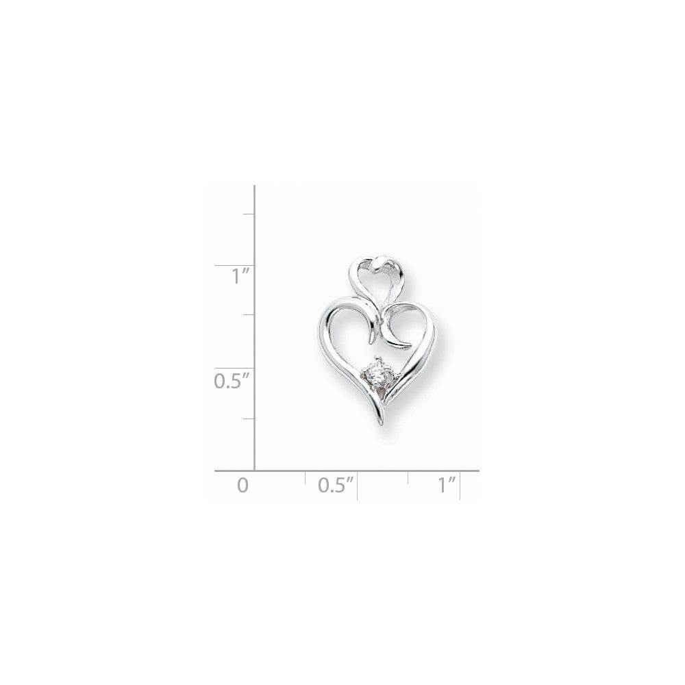 14k White Gold AAA Diamond heart pendant