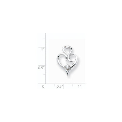 14k White Gold AAA Diamond heart pendant