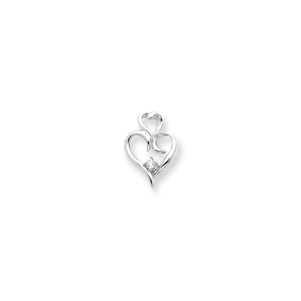 14k White Gold AAA Diamond heart pendant