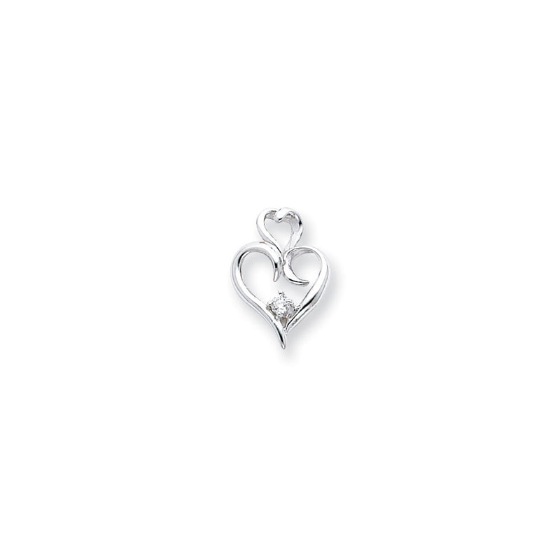 14k White Gold AAA Diamond heart pendant