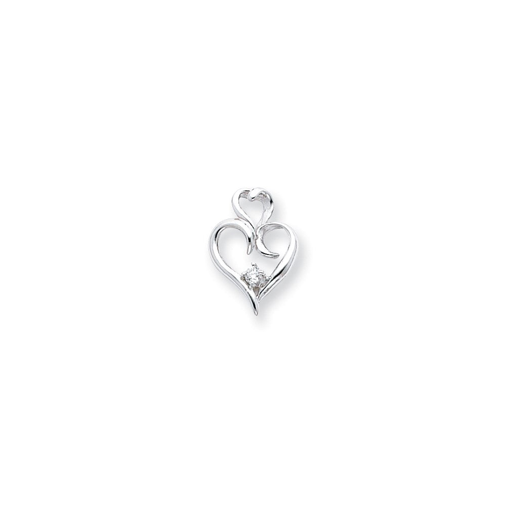 14k White Gold AA Diamond heart pendant