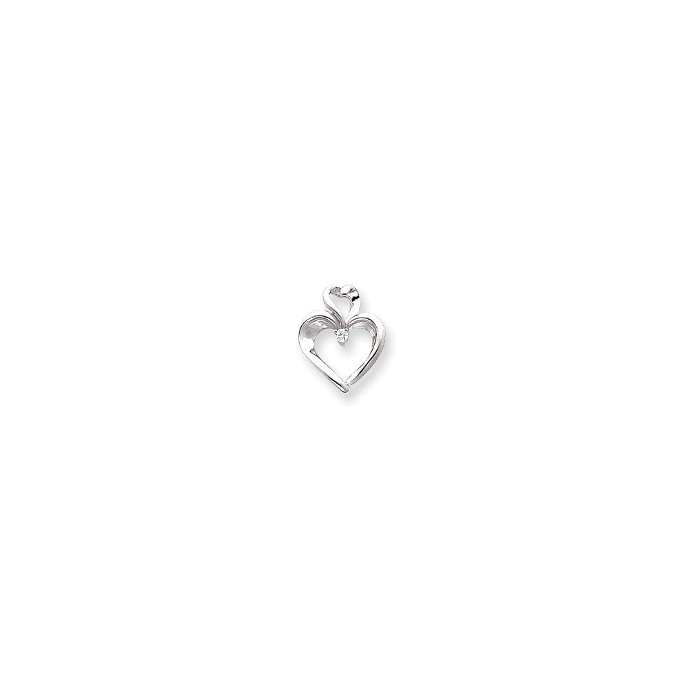 14k White Gold A Diamond heart pendant