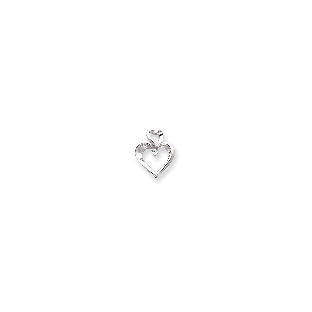 14k White Gold AA Diamond heart pendant