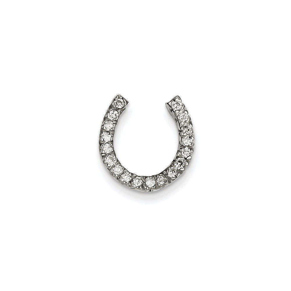 14k White Gold A Diamond chain slide