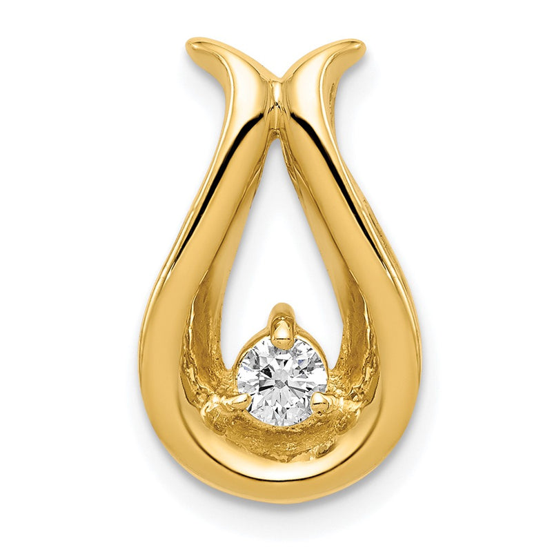 14k 3.4mm AAA Diamond Teardrop Shape Chain Slide