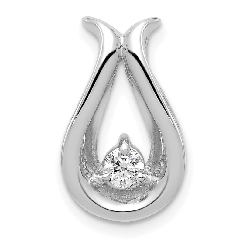 14k White Gold 3.4mm AA Diamond Teardrop Shape Chain Slide