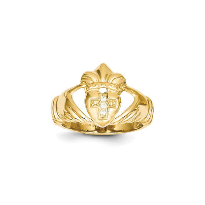 14k Yellow Gold VS Diamond claddagh ring