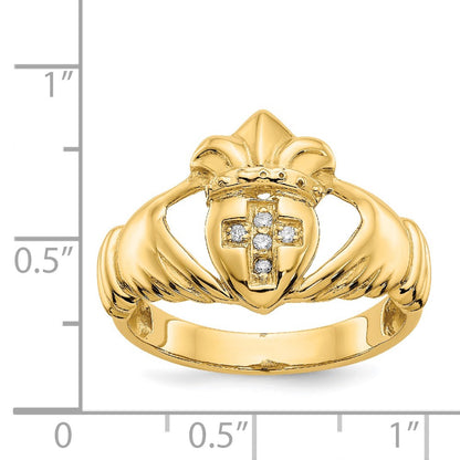 14K Yellow Gold A Real Diamond claddagh ring