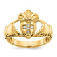 14K Yellow Gold Real Diamond Claddagh Ring