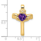 14k 6mm Claddagh Amethyst VS Diamond Cross Pendant
