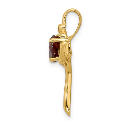 14k 6mm Claddagh Garnet VS Diamond Cross Pendant