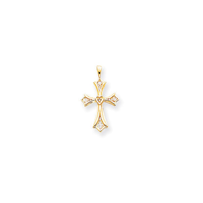 14k AAA Diamond cross pendant