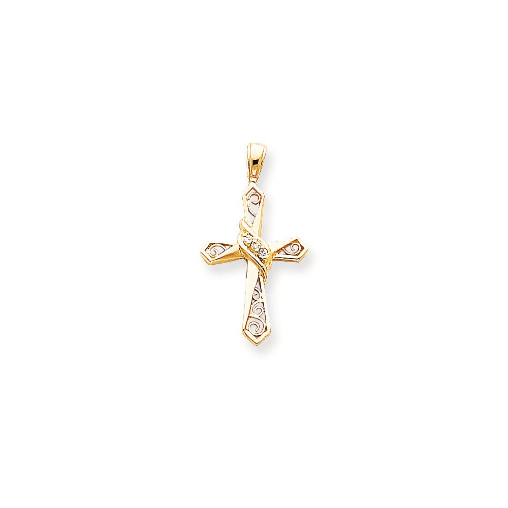 14k AAA Diamond cross pendant
