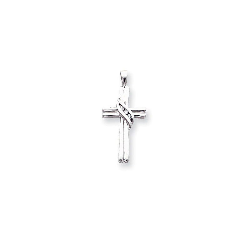 14k White Gold AA Diamond Cross Pendant