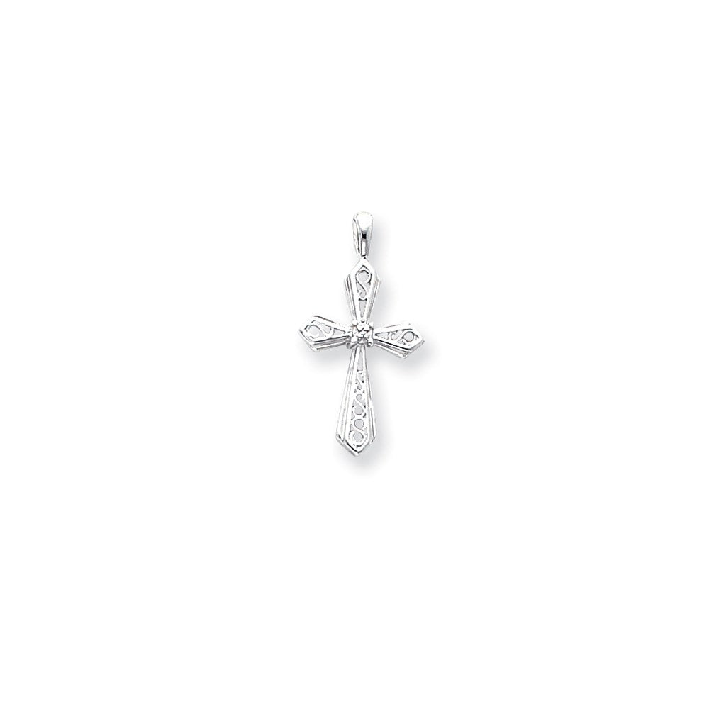 14k White Gold AA Diamond Cross Pendant