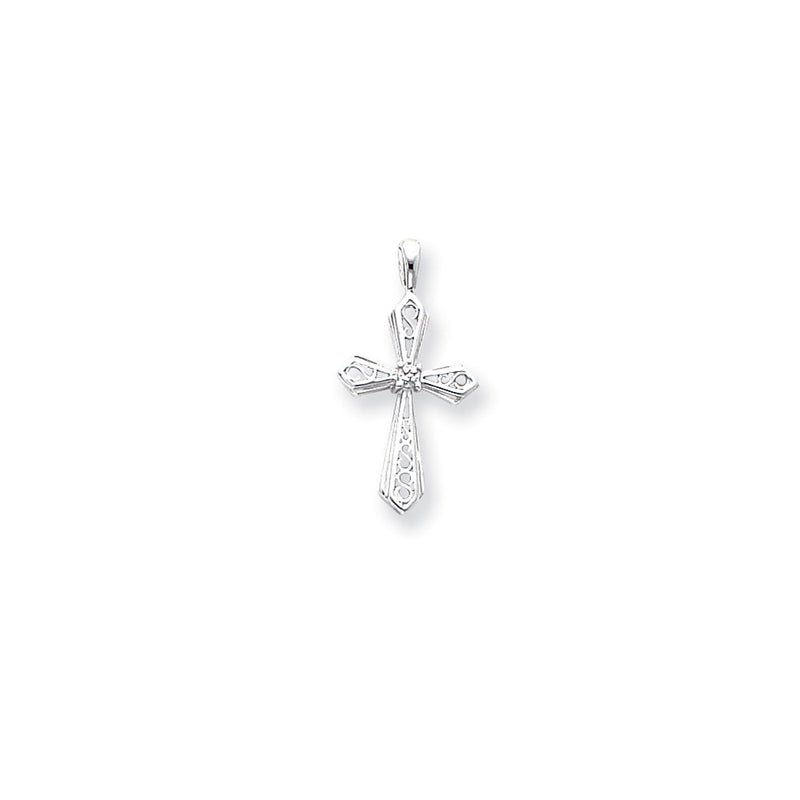 14k White Gold AA Diamond Cross Pendant