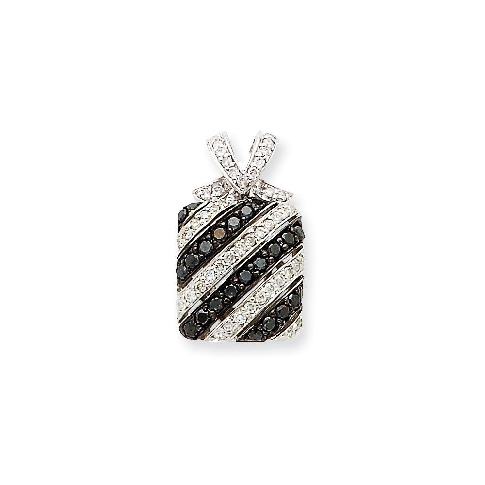 14k White Gold Blk. & Wht. Real Diamond Pendant