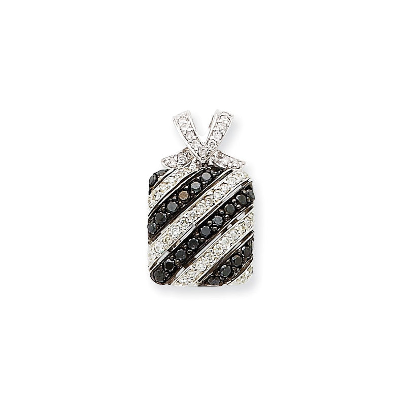 14k White Gold Blk. & Wht. Real Diamond Pendant
