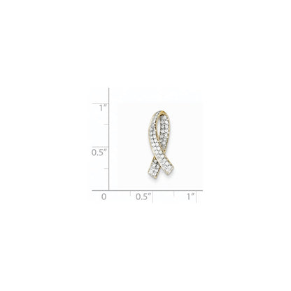 14K Yellow Gold Real Diamond Breast Cancer Awareness Pendant