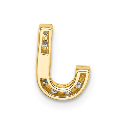 14K Yellow Gold Real Diamond Initial J Charm