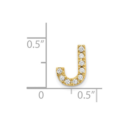 14K Yellow Gold Real Diamond Initial J Charm