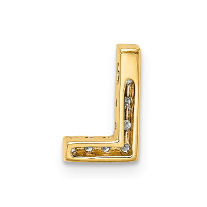 14K Yellow Gold Real Diamond Initial L Charm