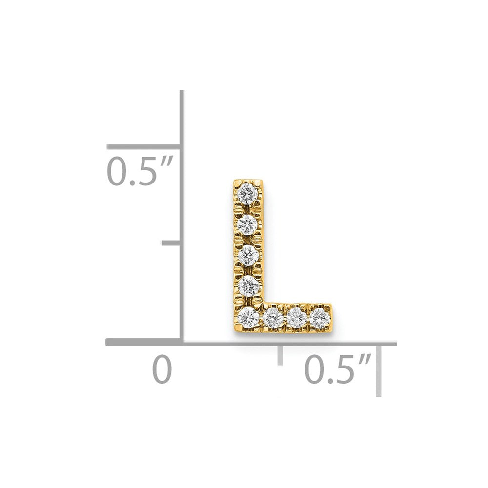 14K Yellow Gold Real Diamond Initial L Charm