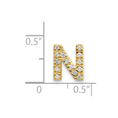 14k Diamond Initial N Charm