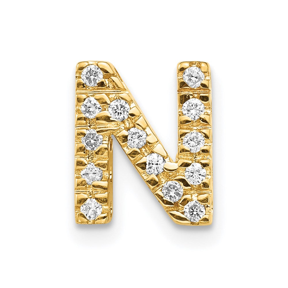 14k Diamond Initial N Charm