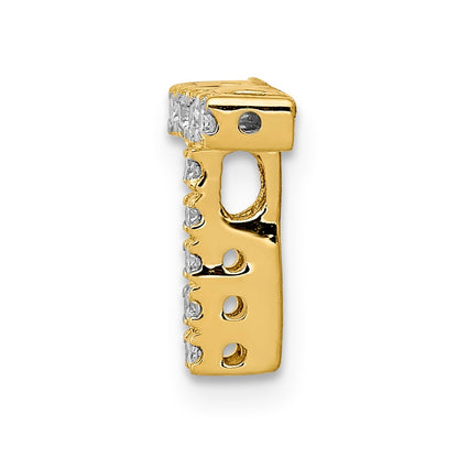 14K Yellow Gold Real Diamond Initial T Charm