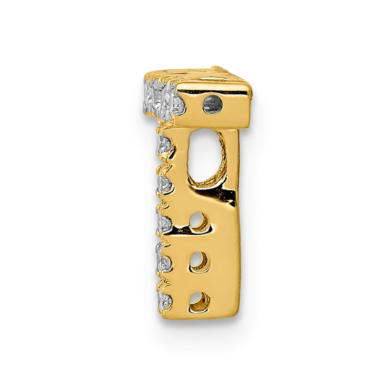 14K Yellow Gold Real Diamond Initial T Charm