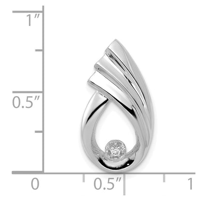 14k White Gold 1.4mm A Diamond Fancy Teardrop Chain Slide