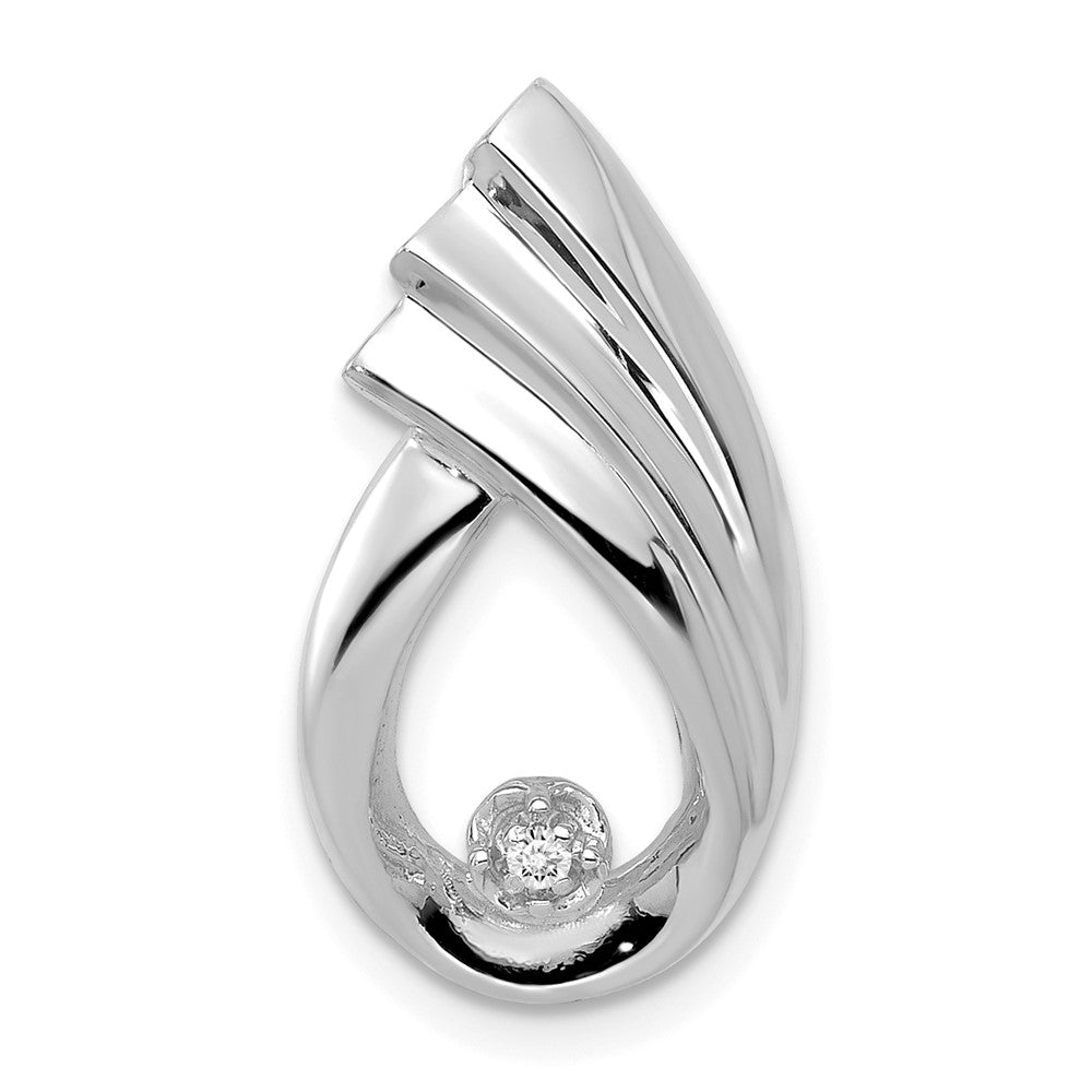 14k White Gold 1.4mm VS Diamond Fancy Teardrop Chain Slide