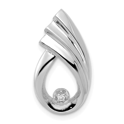 14k White Gold 1.4mm A Diamond Fancy Teardrop Chain Slide