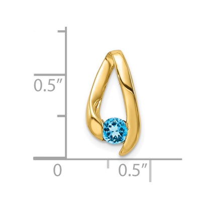 14k 4mm Blue Topaz Pendant