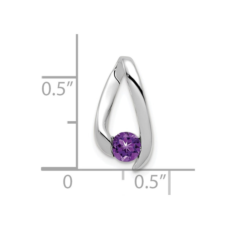 14k White Gold 4mm Amethyst Pendant