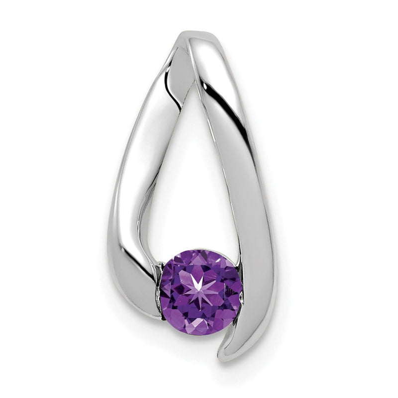 14k White Gold 4mm Amethyst Pendant