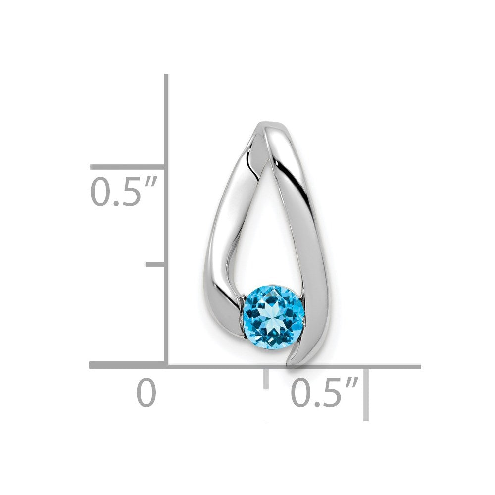14k White Gold 4mm Blue Topaz Pendant