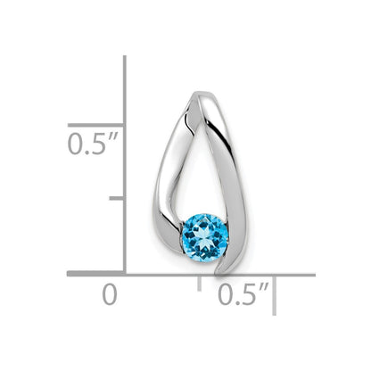 14k White Gold 4mm Blue Topaz Pendant