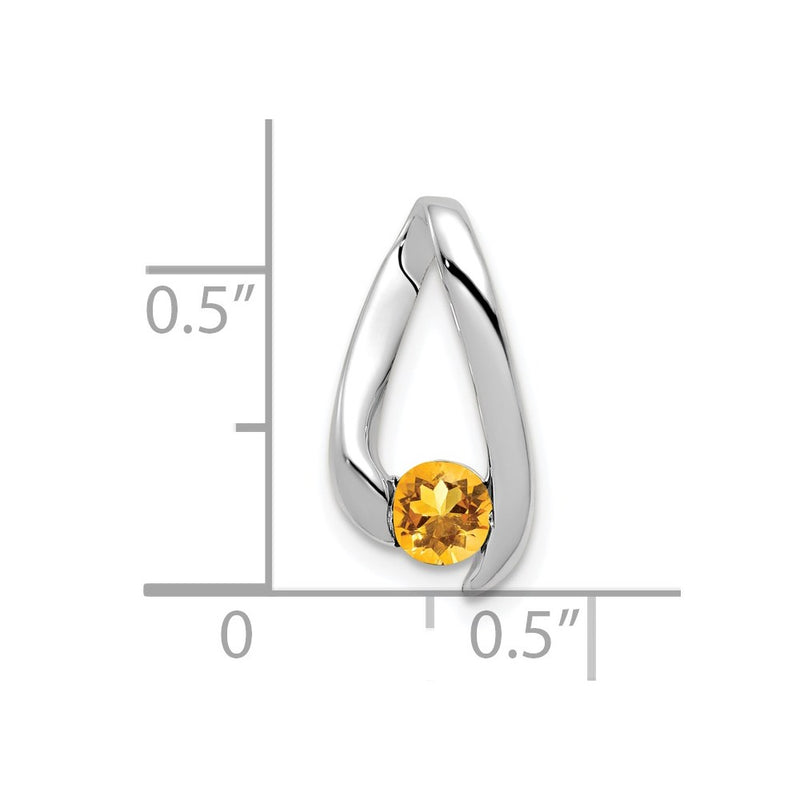 14k White Gold 4mm Citrine Pendant