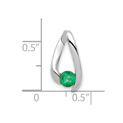 14k White Gold 4mm Emerald Pendant