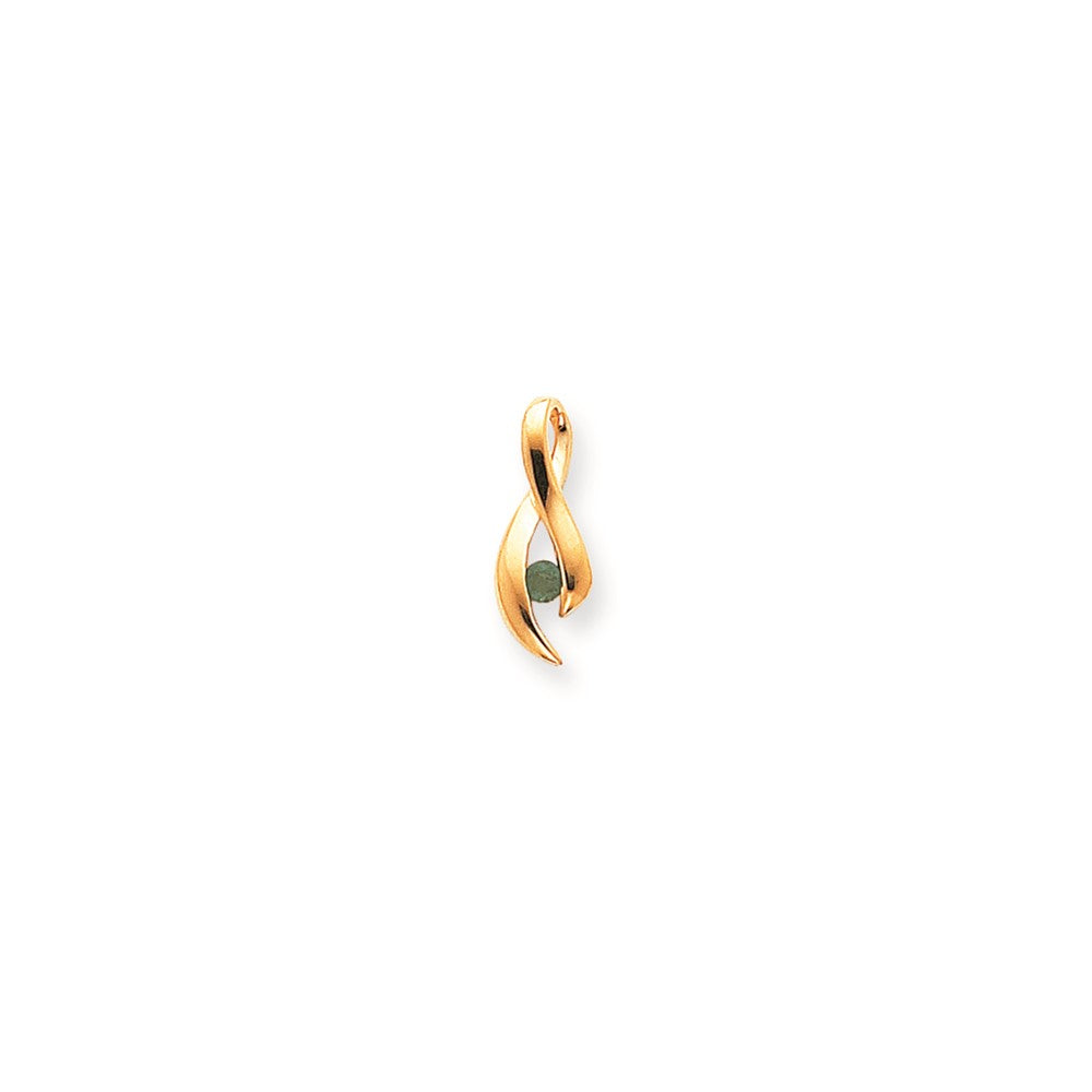 14K Yellow Gold Emerald Real Diamond pendant