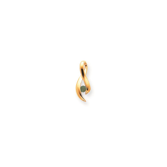 14K Yellow Gold Emerald Real Diamond pendant