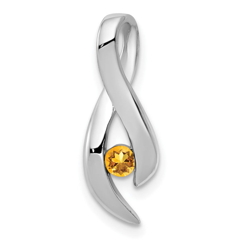 14k White Gold 3mm Citrine Pendant