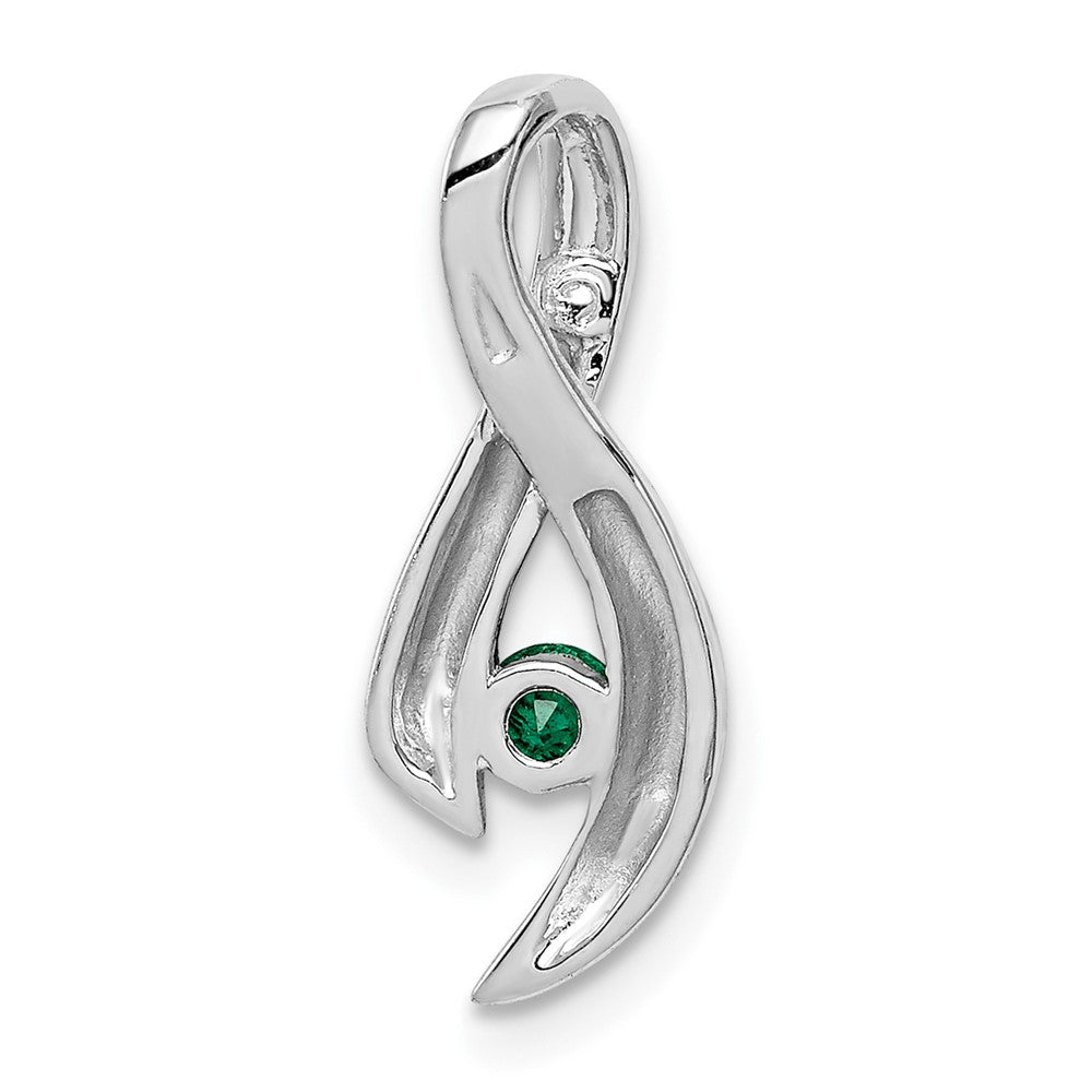 14k White Gold 3mm Emerald Pendant