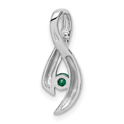 14k White Gold 3mm Emerald Pendant