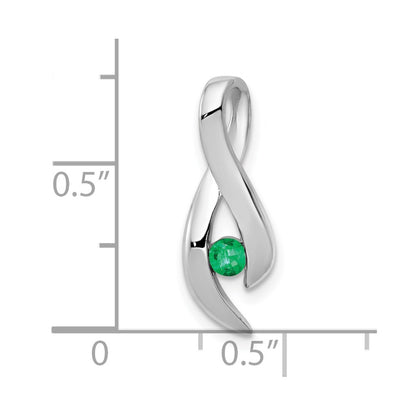 14k White Gold 3mm Emerald Pendant
