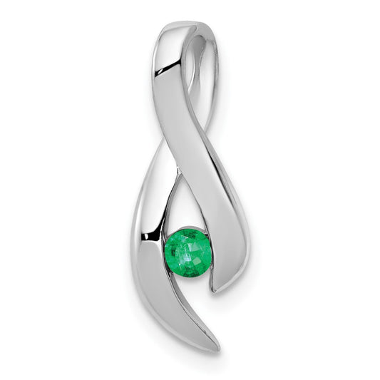 14k White Gold 3mm Emerald Pendant