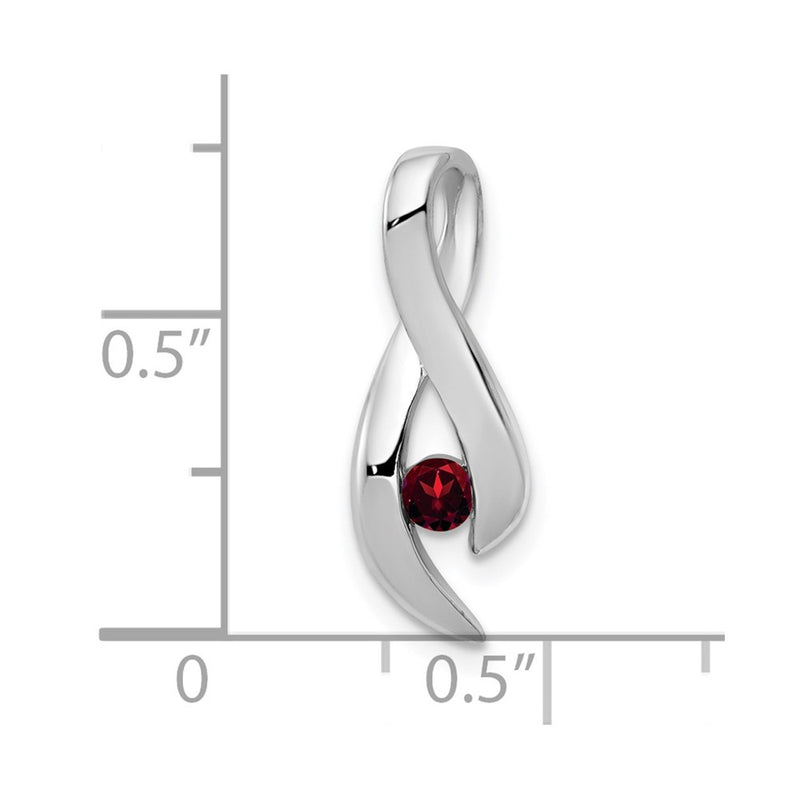 14k White Gold 3mm Garnet Pendant