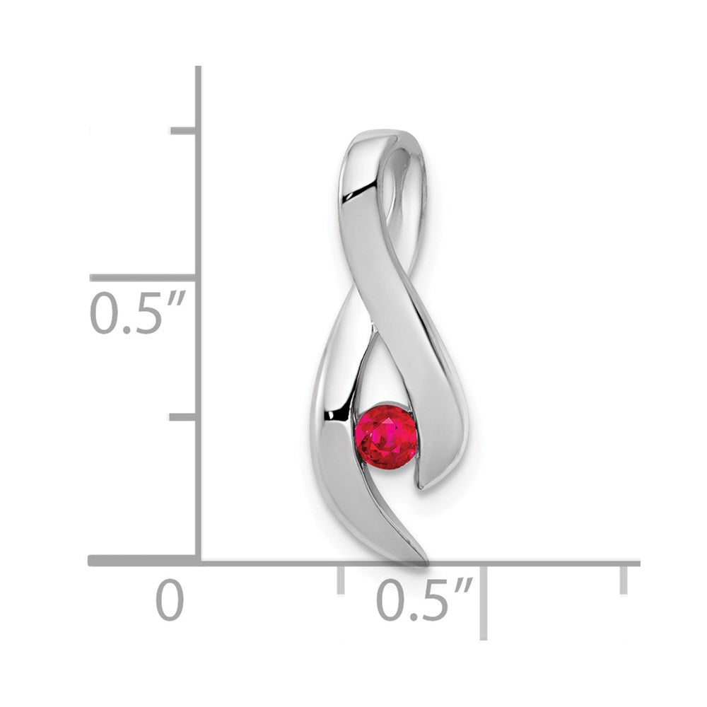 14k White Gold 3mm Ruby Pendant